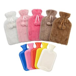 2L hot water bag with pompom plush cover