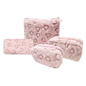 Plush Preppy Makeup Bag Portable Small Travel Cosmetic Bag with Zipper Plush Pouch Bags